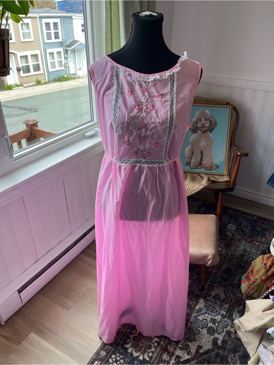 Freya Other - Women’s Vintage Pink Sheer Embroidered Nightgown Nightdress